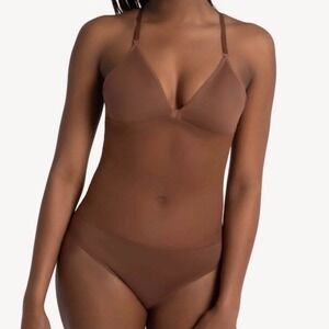 Capezio Plunge Neck Mesh Midriff Leotard skintone 60 brown CM NWT child medium